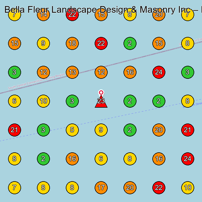 Bella Fleur Landscape Design & Masonry Inc Masonry Contractor GeoGrid ranking map for None
